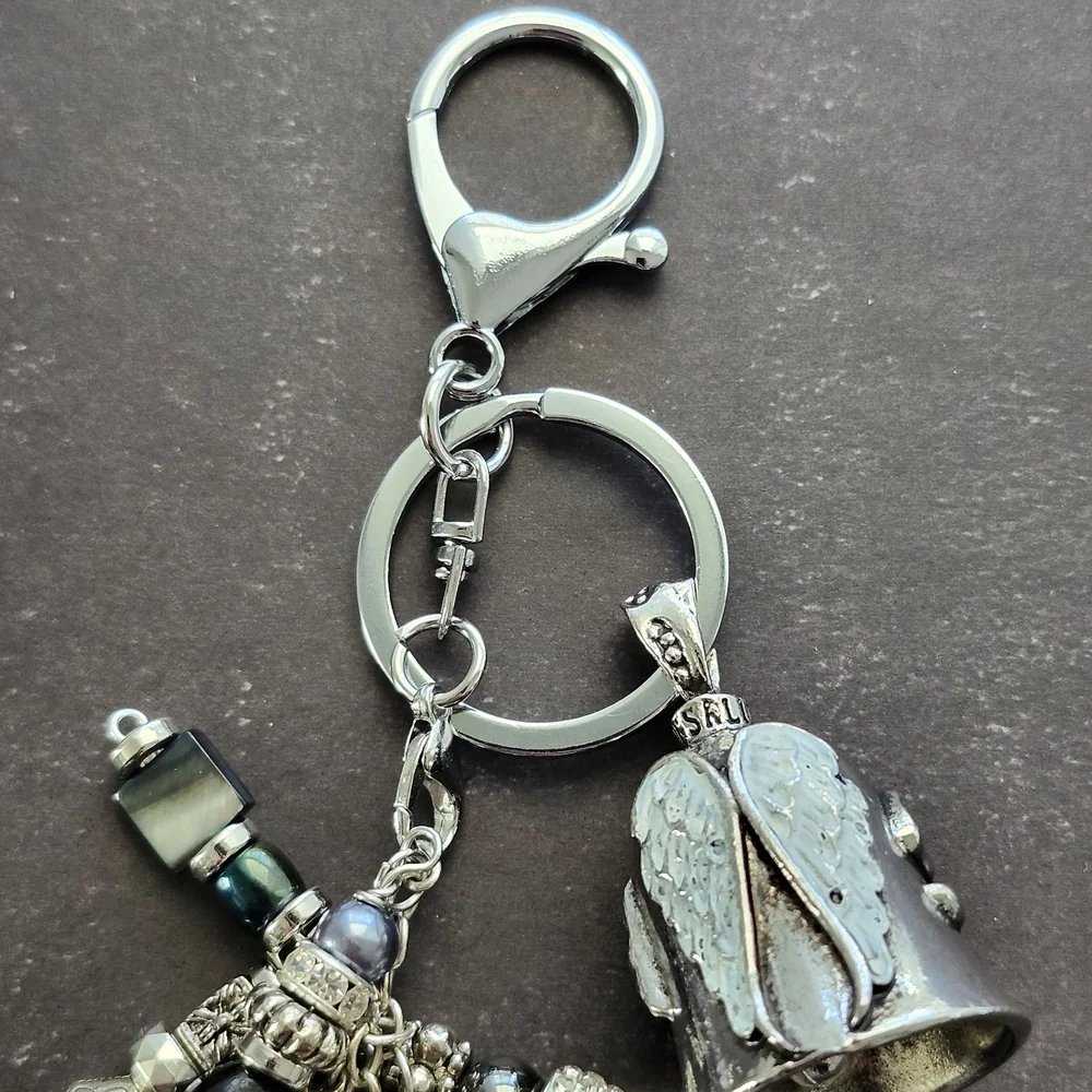 Biker Guardian Bell Angel/Satan Handbag Charm or Keychain Handcrafted